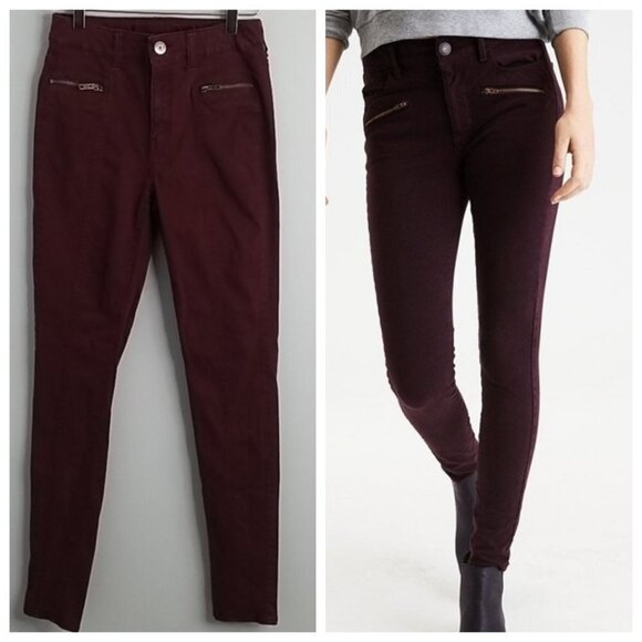 American Eagle High RISE burgundy jeggings jeans 2 - Picture 1 of 10